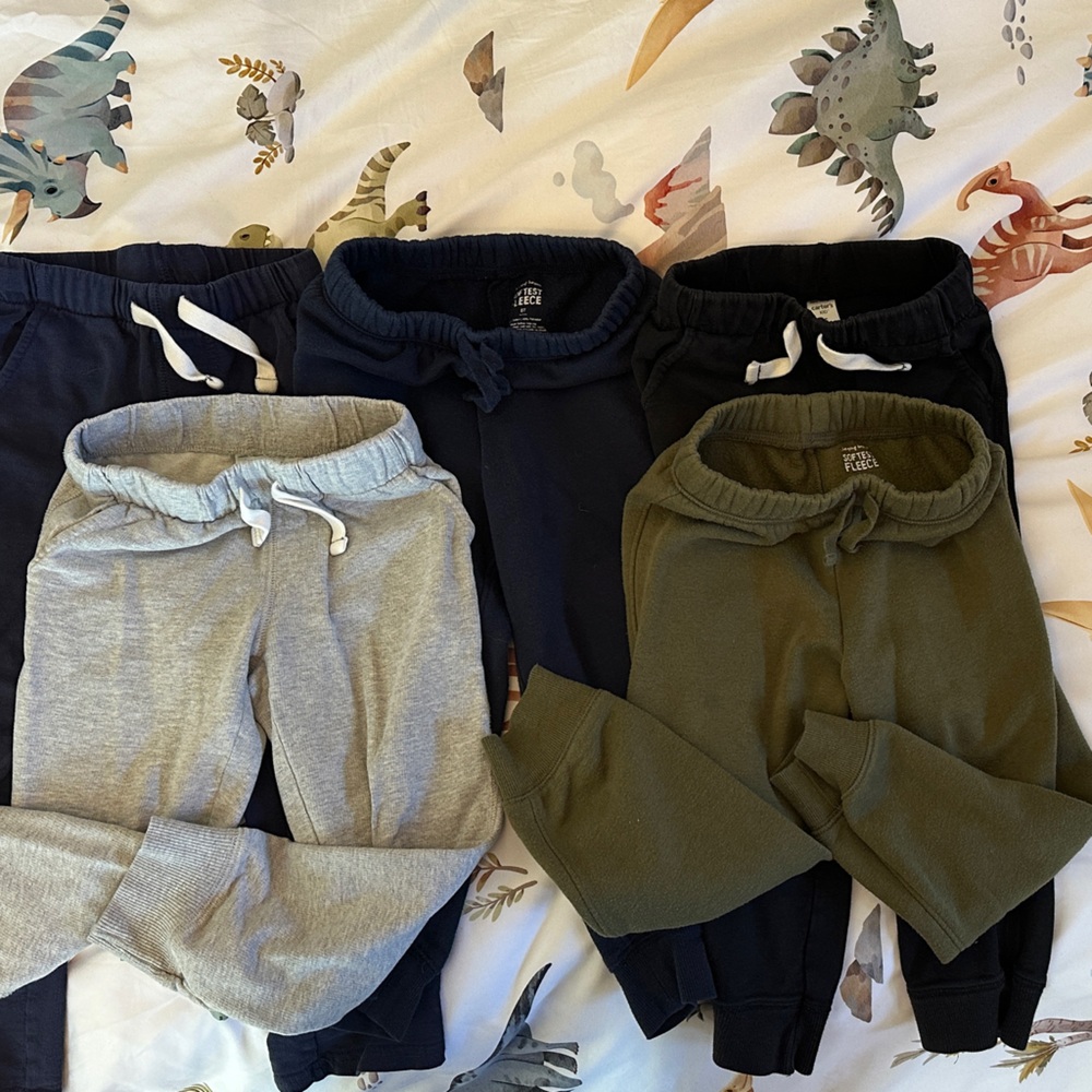 Kids Cozy Fleece Joggers - Navy, Gray, Olive - Unbranded